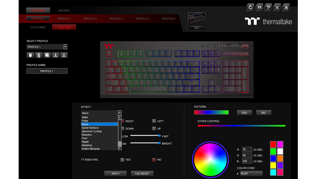 Подсветка Tt eSports TT Premium X1 RGB Cherry MX Speed
