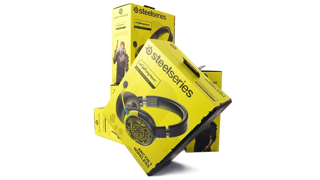 Комплект поставки SteelSeries Arctis 1 Wireless: Cyberpunk 2077 Edition Netrunner