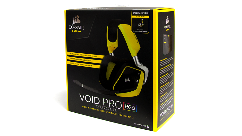Упаковка, комплектация и первое впечатление Corsair Void PRO Dolby 7.1 Wireless SE: Коробка